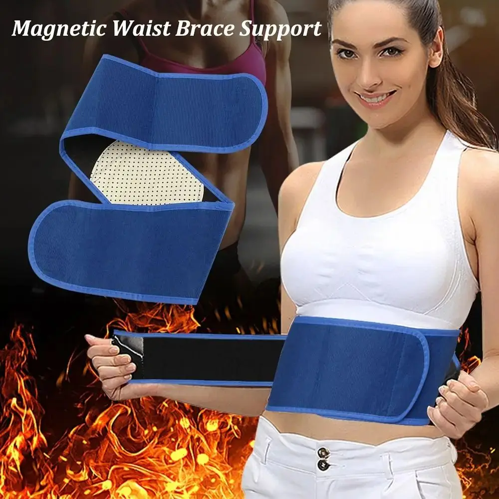 New Fabric Magnetic Waist Belt Adjustable Blue Posture Corrector Pain Relief Therapy Waist Strap Unisex