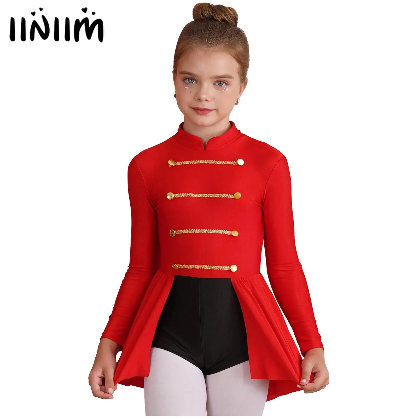 Kinder Mädchen Ring master Zirkus Ballett Tanz Kostüm Knöpfe Kleid Overall Halloween Festival Cosplay Karneval Performance Kleider