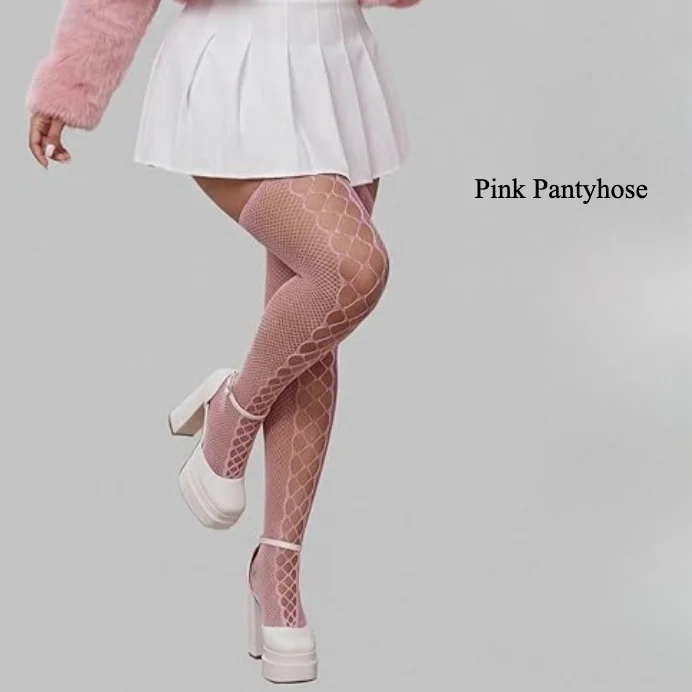 

Kawaii Pink Pantyhose Cute Girl Suspender Socks with Hollowed Out Garter One-piece Bodystockings Sexy for Lovely Women Lingerie