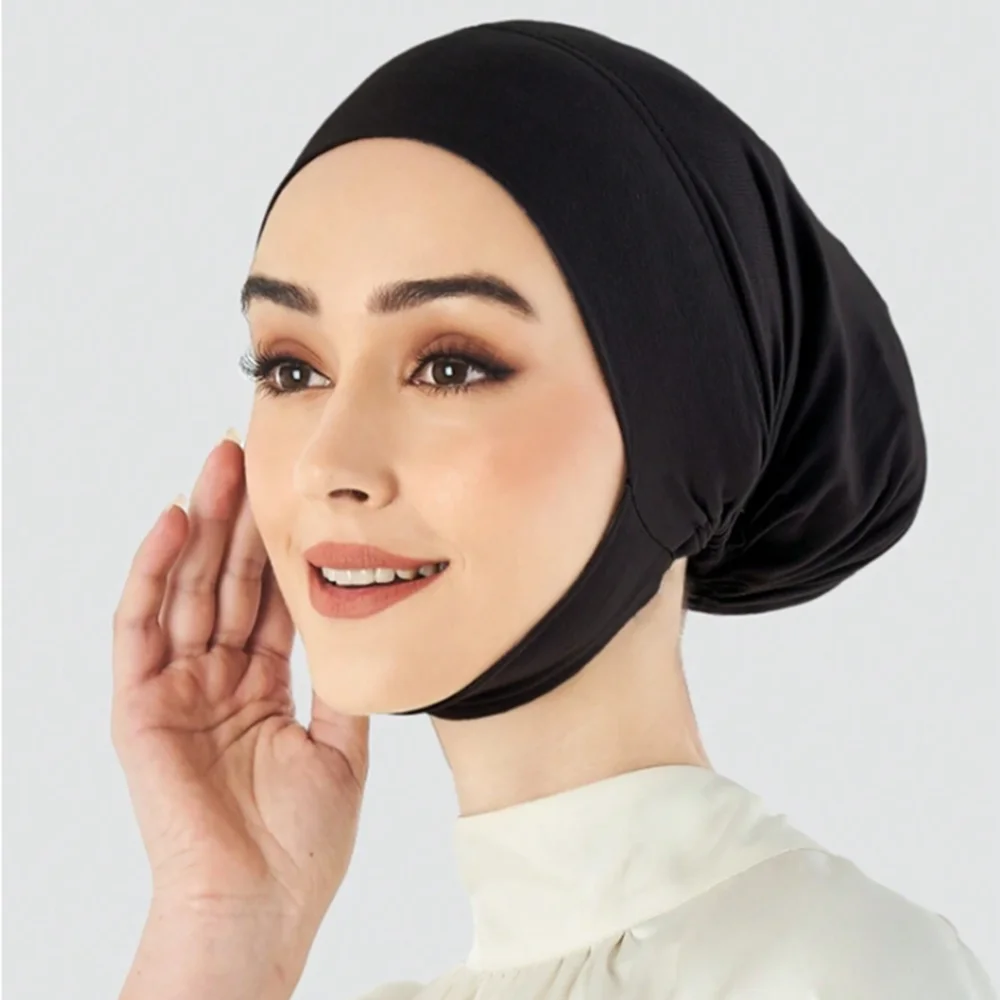 1/2/قطعة قبعة الحجاب الداخلي الإسلامي للنساء الصلبة underscarf الحجاب Undercap وشاح قبعة عمامة الحجاب الإسلامي مسلم جاهزة لارتداء