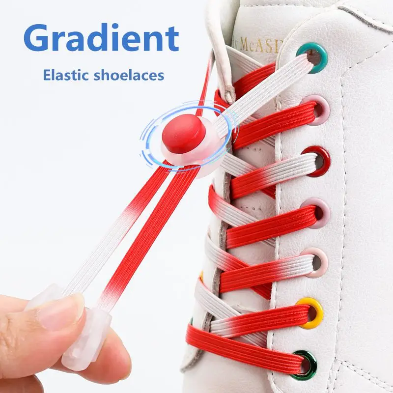 2022 New Gradient Elastic laces Sneakers Flat Rubber Bands Shoe lace Kids Adult Fast Shoelaces Without Tying Lazy Shoestrings