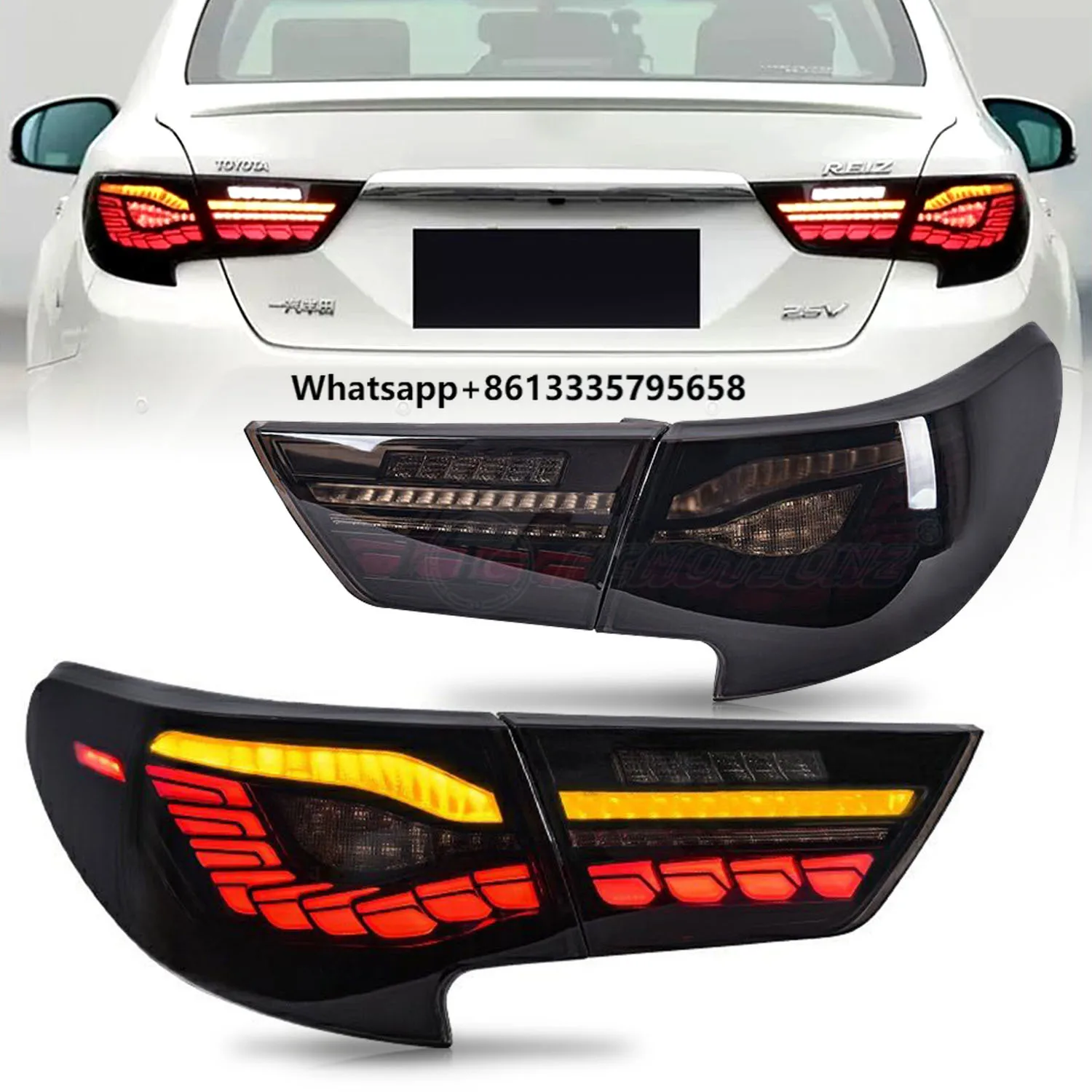 

HCMOTIONZ Factory LED Car Rear Lamps Assembly 2013-2019 New Condition Start up Animation DRL Tail Lights for Mark X/Reiz