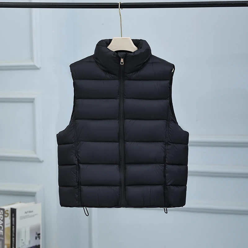 2026 Lightweight Cotton Vest Jacket Women's Down Cotton Coat Short and Warm Stand-up Collar Sleeveless Cardigan Outerwear Vest