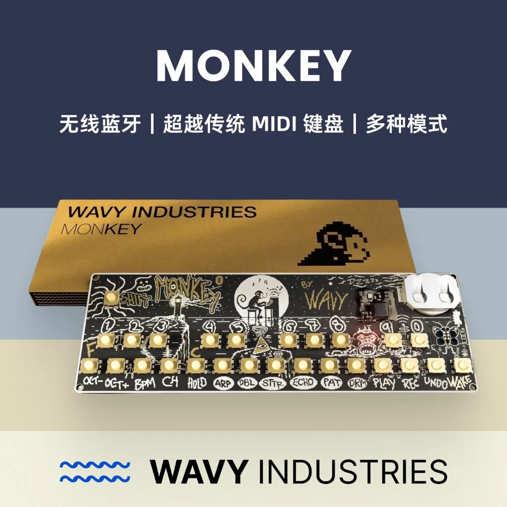 Wavy Industries MONKEY Keyboard Customized Multiple MIDI Effects Musical Instrument Creation Bluetooth Wireless Music Device