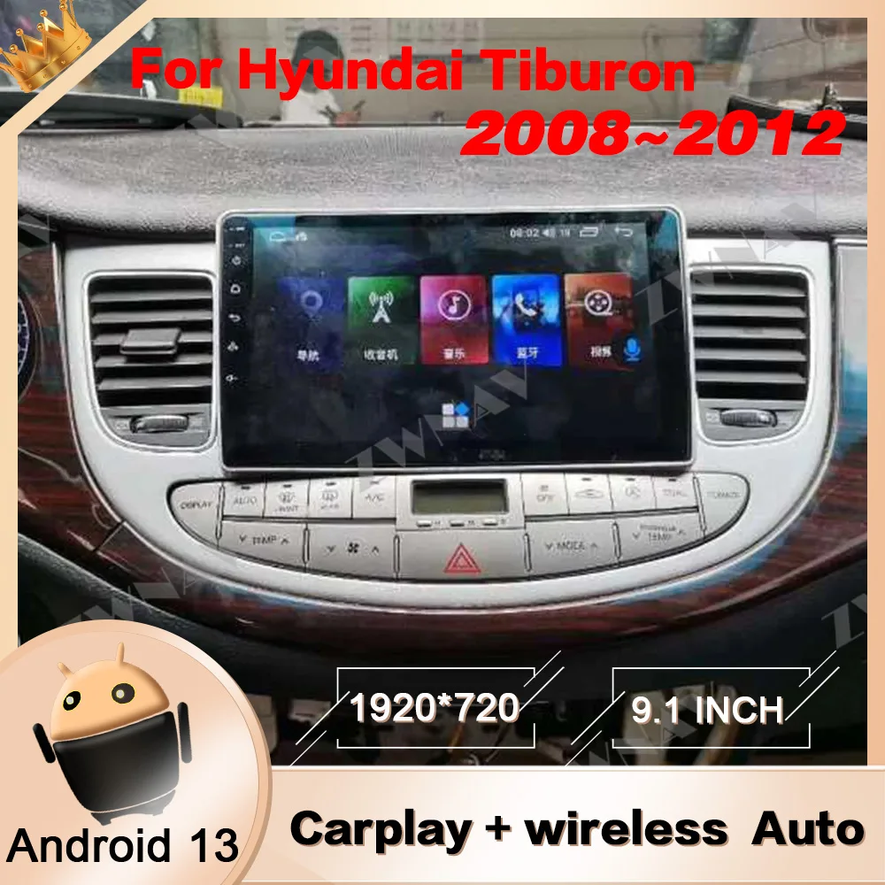 9‘’ Android  screen Car Multimedia player For Hyundai Tiburon 2008 2009-2012 car radio stereo GPS navi head unit auto stereo