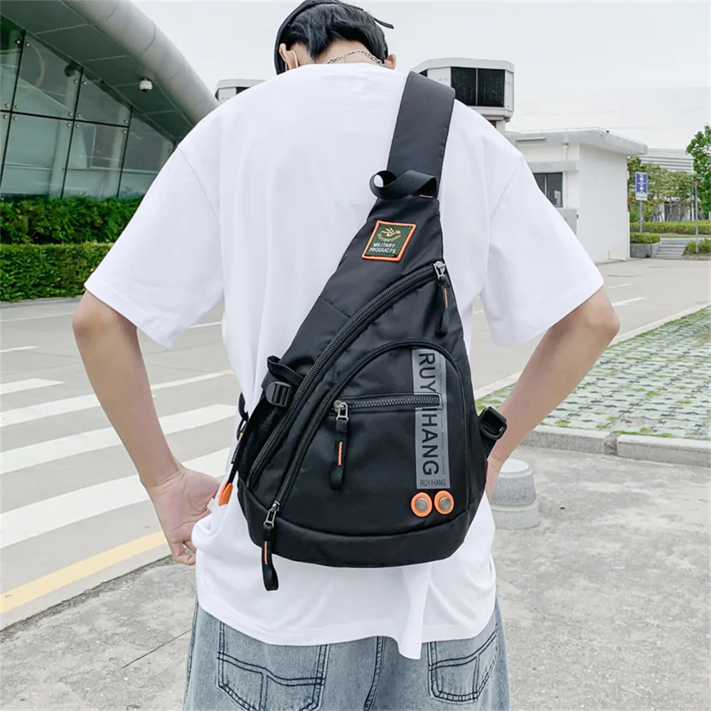 Men Chest Bag for School Trip Waterproof Nylon Messenger Bag Travel New Male Shoulder Bags