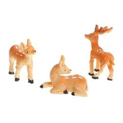3 Pcs Animal Micro Landscape Animals Deer Toy Statue 410X320X200CM Adornment Resin Orange Small Ornament