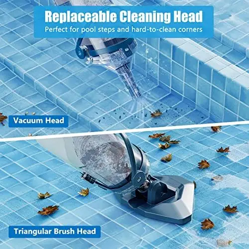 Handheld Rechargeable Pool Cleaner Powerful 18.5 Gallons/Min Suction T403 1H Running Time Pool Pool Cleaning Tool Accessory