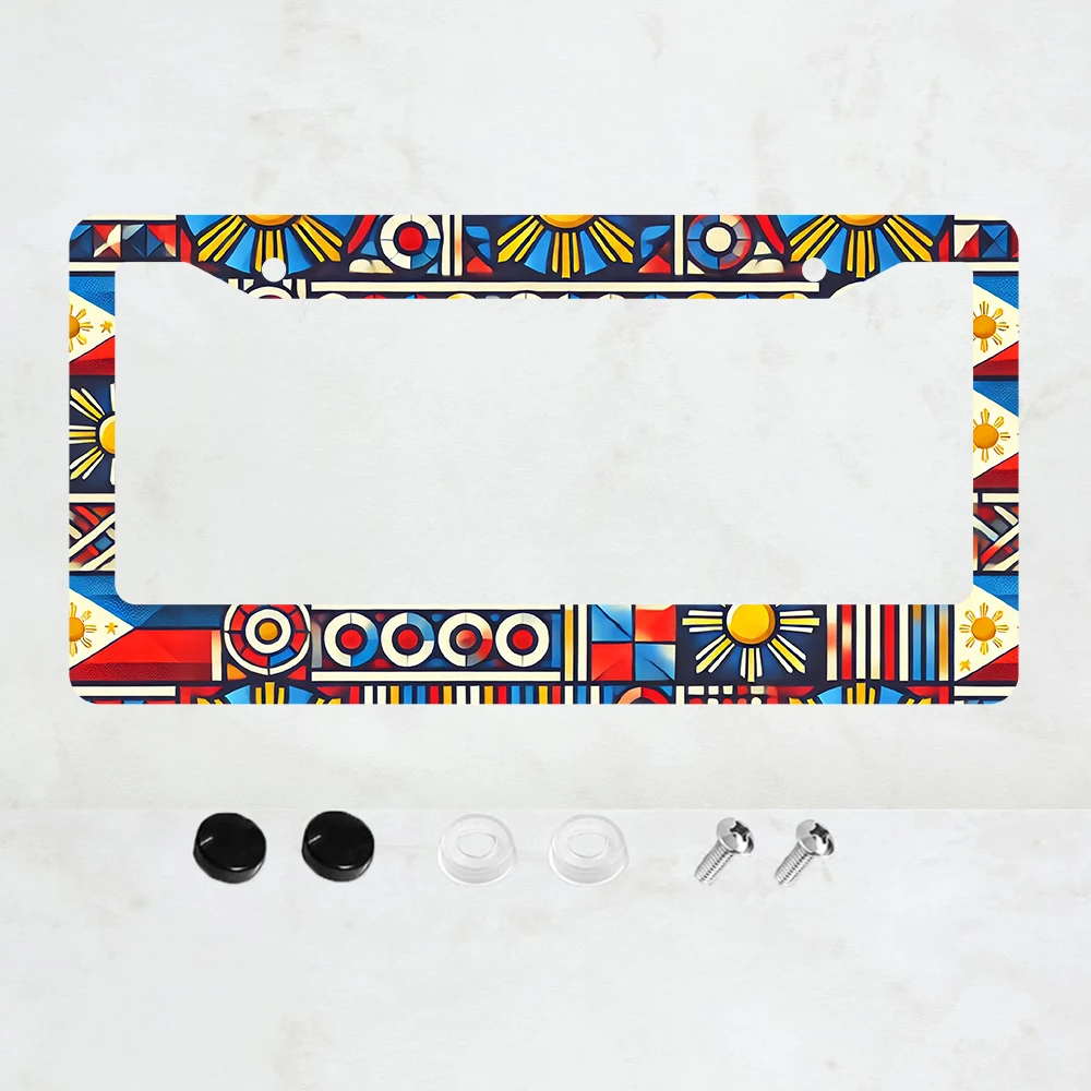 

1PC Philippine Flag License Plate Frames Round Hole Personalise Aluminum License Plate Frame - 6 x 12 Inch US Standard Size