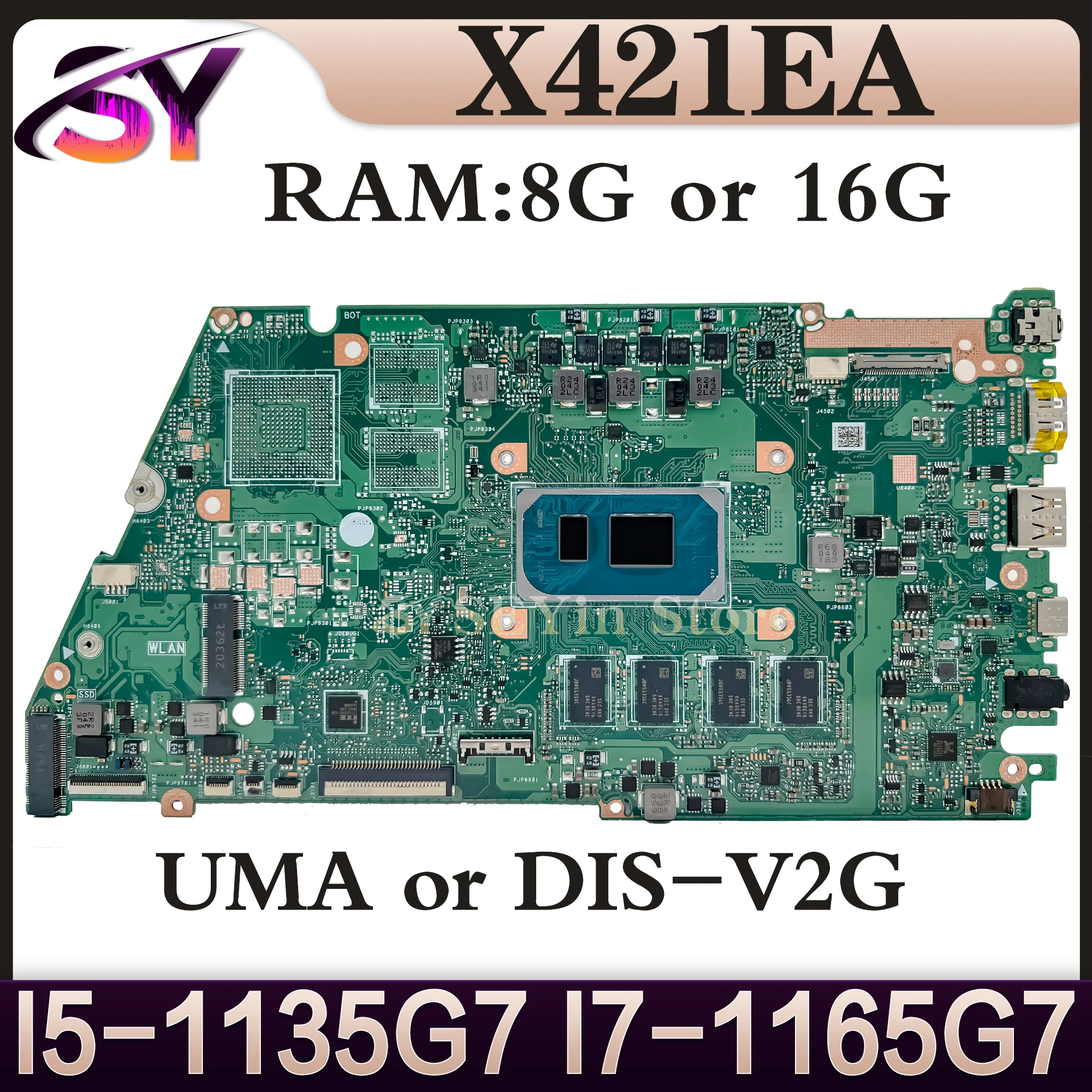 

X421EA Mainboard For ASUS X421EAY K413EA X421EAYB X521EA Laptop Motherboard 16G/8G-RAM I3 I5 I7 UMA or DIS-V2G 100% Working