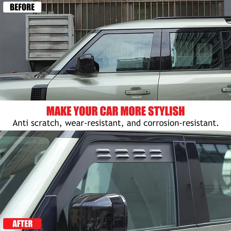 

2Pcs Aluminum Alloy Black For Land Rover Defender 110 130 2020-2025+ Car front and rear ventilation shutter sticker accessories