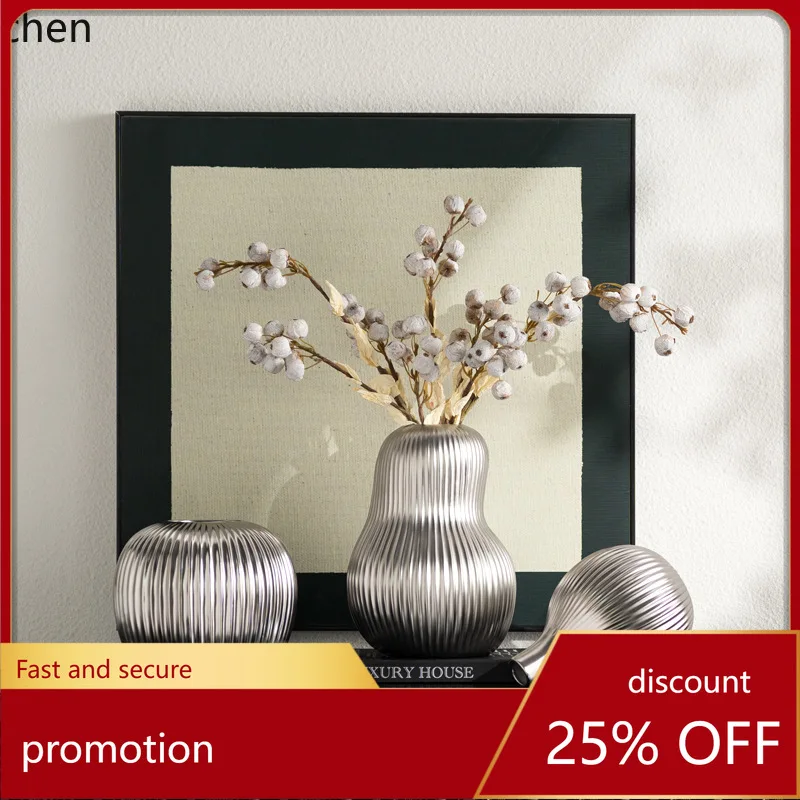 

ZML Striped Ceramic Vase Model Room Cabinet Display Window Sales Office Soft Decoration Ornament