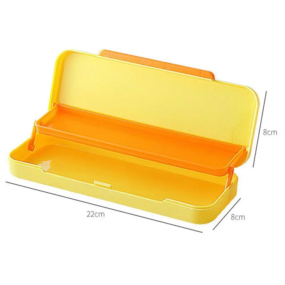 Portable Waterproof Large Capacity Soild Color Stationery Case Macaron Color Pencil Box Double Layer Pencil Case Pen Case