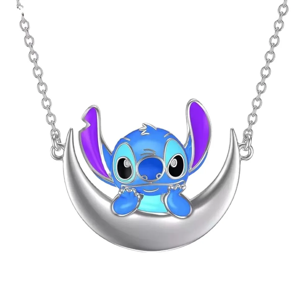 New Disney Stitch Cartoon Necklace Anime Jewelry Cute Hoodie Chain Accessories  Valentine's Day Gifts Children Birthday Present