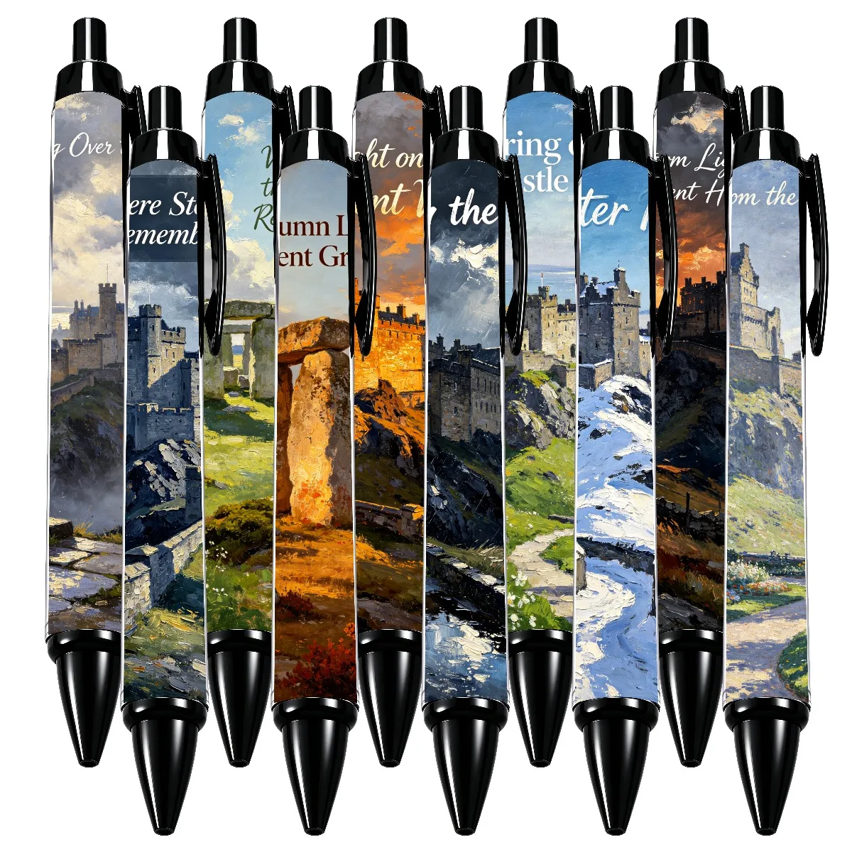 10PCS Edinburgh Castle themed ballpoint pens for Halloween and Christmas holiday gifts in Scotland