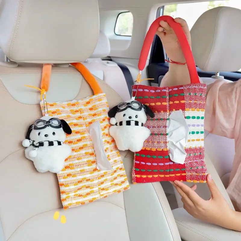 

Pochacco Car Tissue Box Seat Back Handwoven Car Interior Accessory Hanging Soft Car Tissue Box