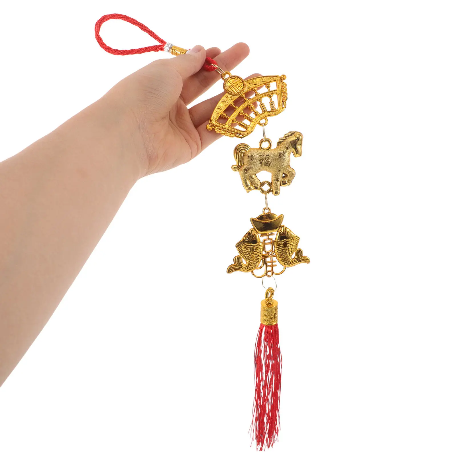 8Pcs Horse Year Chinese New Year Hanging Pendants Luck Decorations Feng Shui Tassel Charms Lucky Fu Ornaments for Home Trees