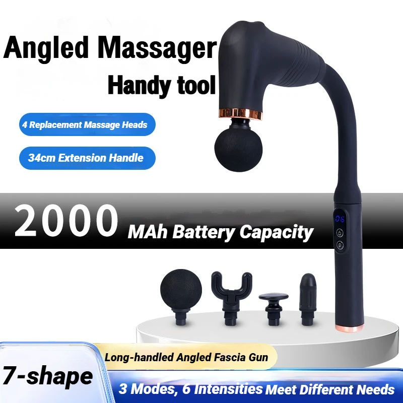 مدلك بمقبض طويل على شكل حرف U لعمال المكاتب، قرع مناديل عميقة لأكتاف الظهر والرقبة والساقين والقدمين، هادئ وطويل