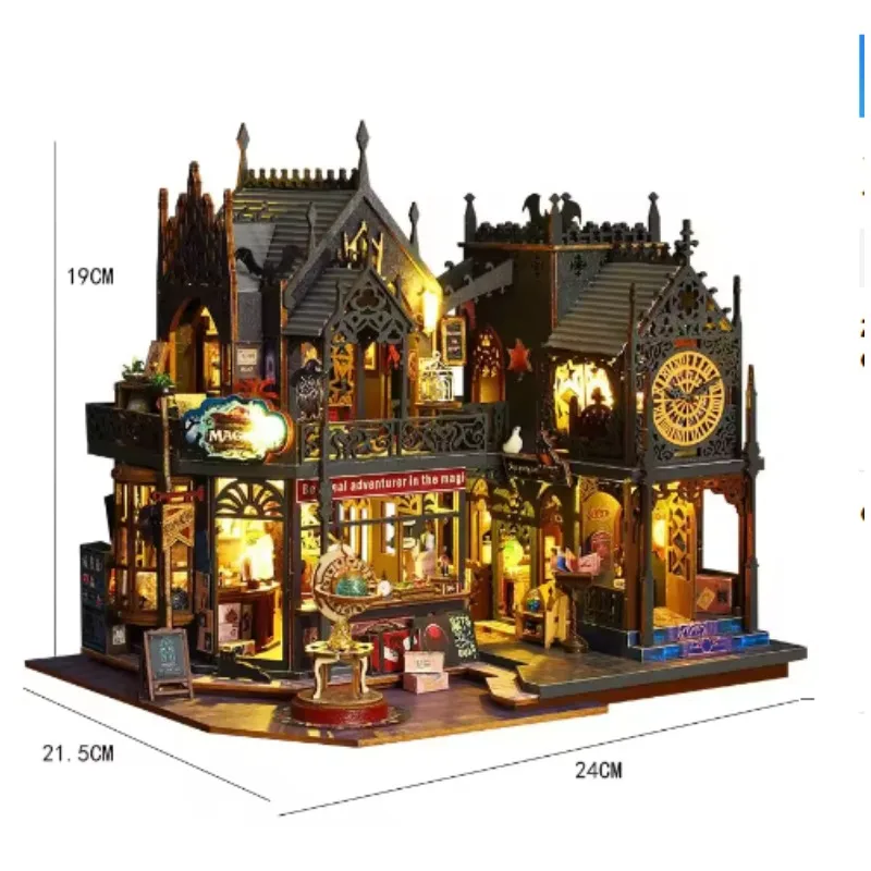 Casa de muñecas DIY de Harry Potter, modelos ensamblados a mano, adornos en miniatura, regalos de Navidad para niños y niñas, montaje educativo