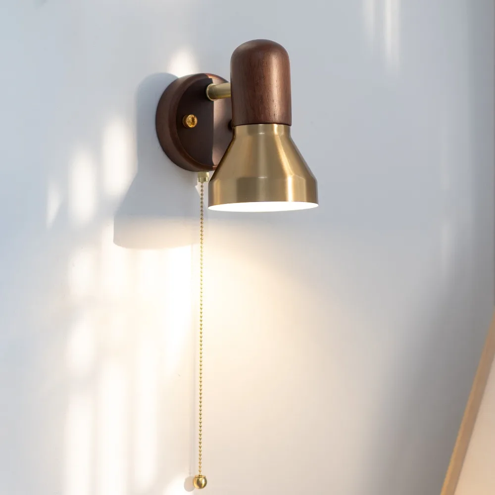 

Medieval Style Bedroom Bedside Solid Wood Wall Lamp Retro Corridor Living Room Background Lamp Unique Design Atmosphere Light