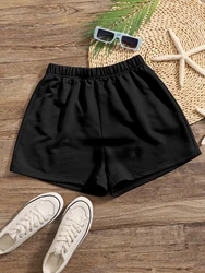 Summer Women Solid Color Casual Shorts Loose Daily Ladies Shorts Elastic Waist New Fashion HomeWear Female Clothing