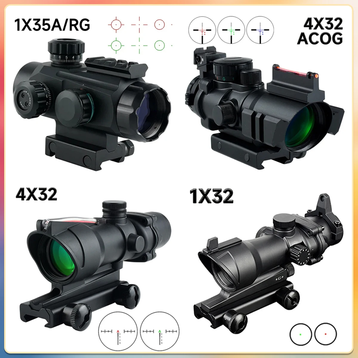 

Оптический прицел 1x3 2/1x35 с красной точкой, оптический прицел для отражения зрения 4x32, оптический тактический оптический прицел для страйкбола, компактный охотничий прицел для стрельбы