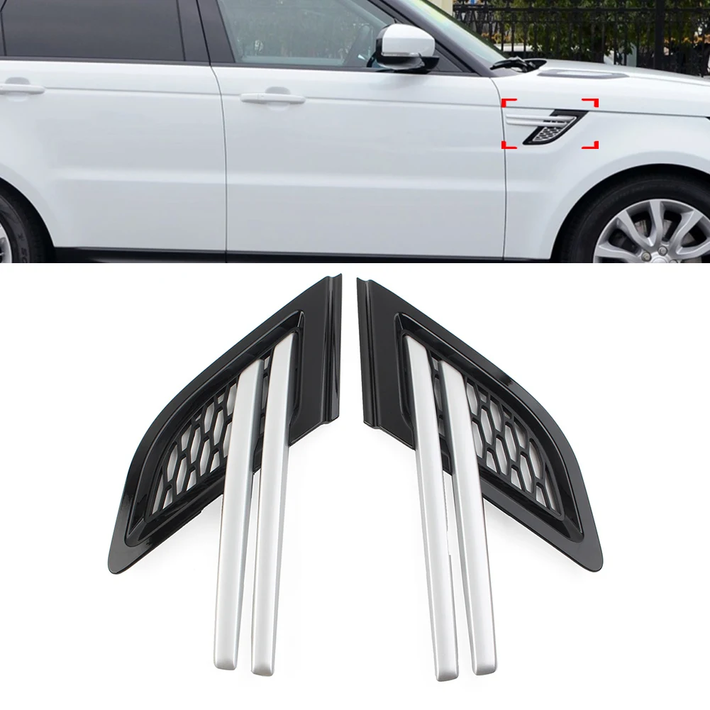 1Pcs Car Front Fender Air Vents Grill Black W/ Silver Trim For Land Rover Range Rover Sport 2014-2017 LR044152 LR044149