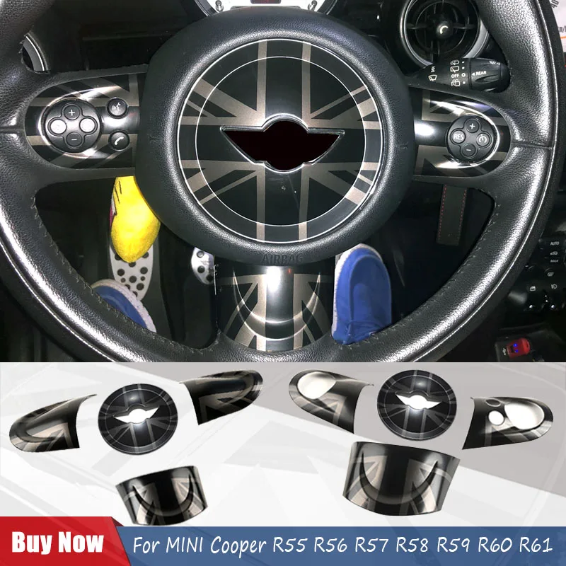 For Mini Countryman Steering Wheel Panel Button Cover Styling Sticker For Mini Cooper R55 R56 R57 R58 R59 R60 Car Accessories