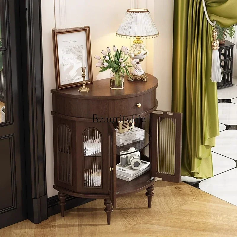 

z.56Французский ретро шкаф для крыльца из цельного дерева, светлый роскошный светлый американский коридорный шкаф для прохода