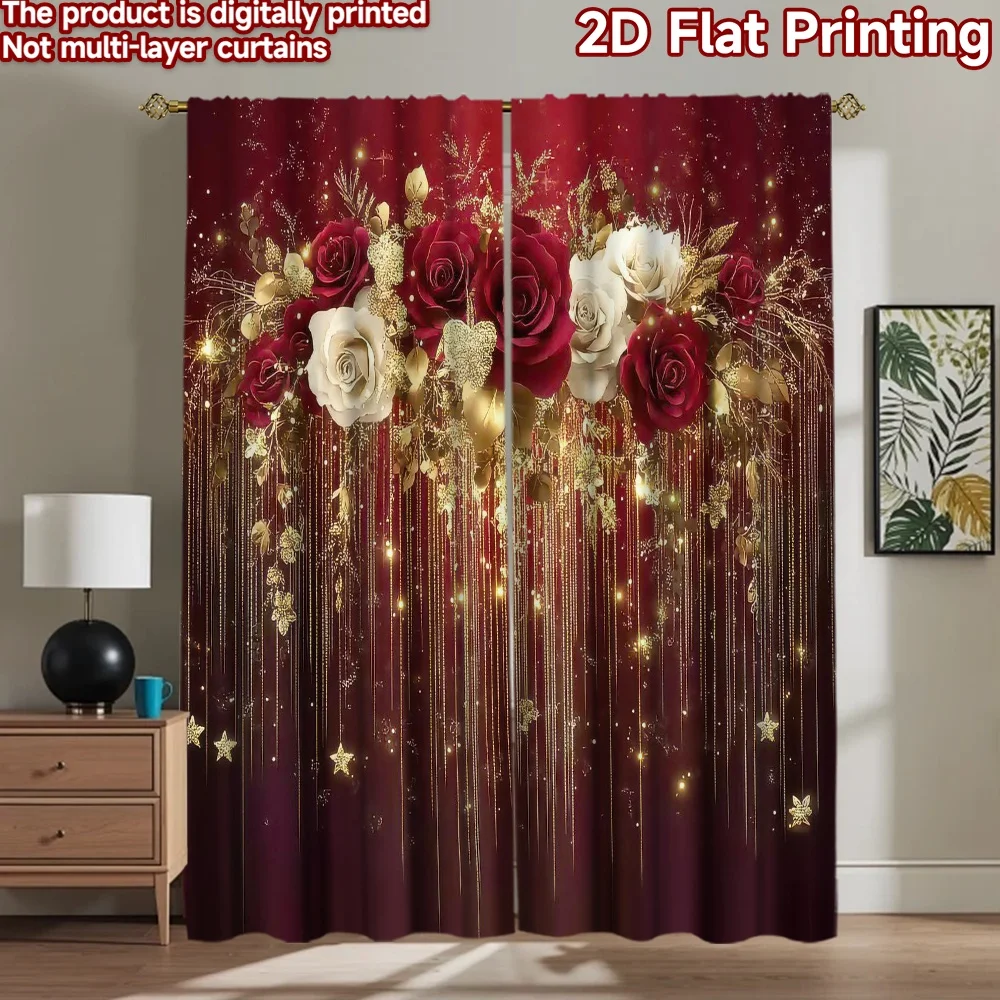 

1pc 2D flat Photography Backdrop Background Banner Christmas Rose Garland 100% Polyester Anniversary Perfect for Holiday