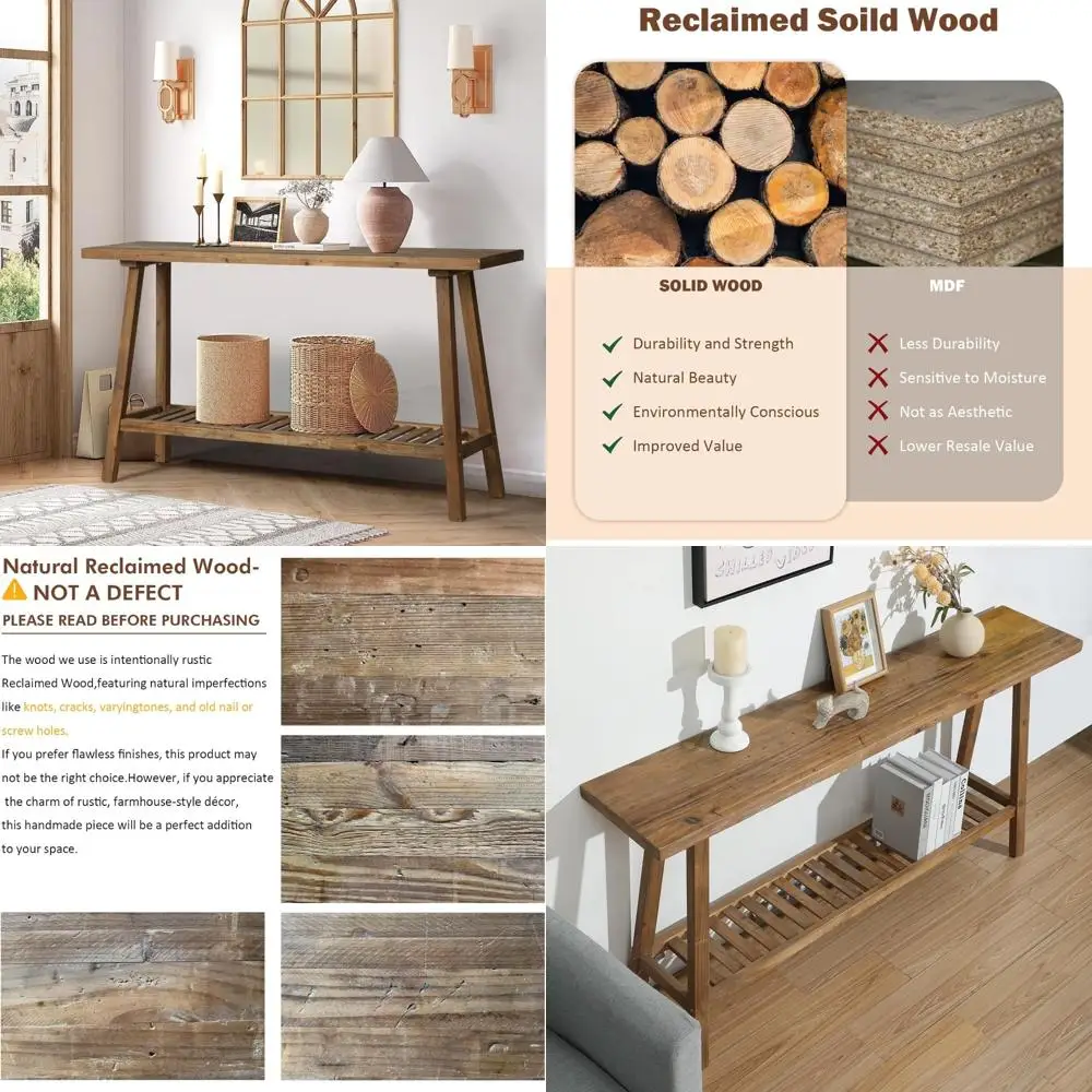 reclaimed solid wood console table, 59