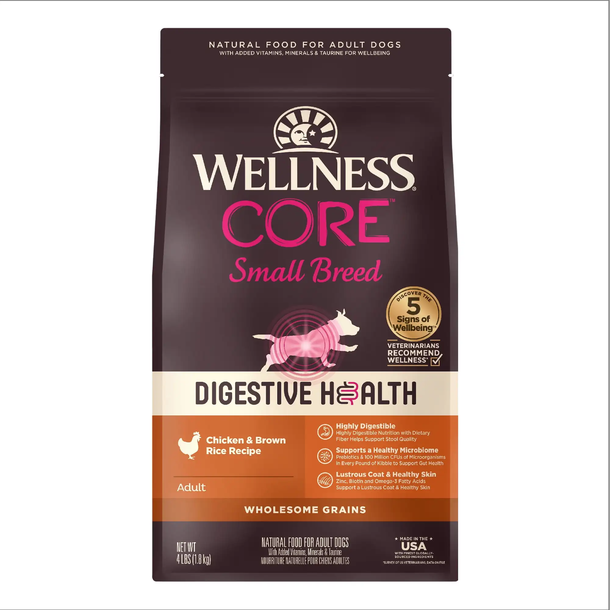 

Wellness CORE Digestive Health Dry Dog Food, Small Breed Chicken & Brown Rice Dry Dog Food, 4 Pound Bag