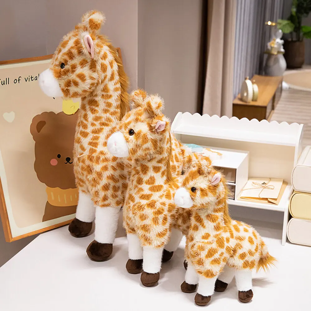 Soffici giocattoli di peluche giraffa della vita reale Bambole di animali morbidi simulate farcite carine Regali di compleanno per ragazze di alta qualità Decorazioni per la camera da letto