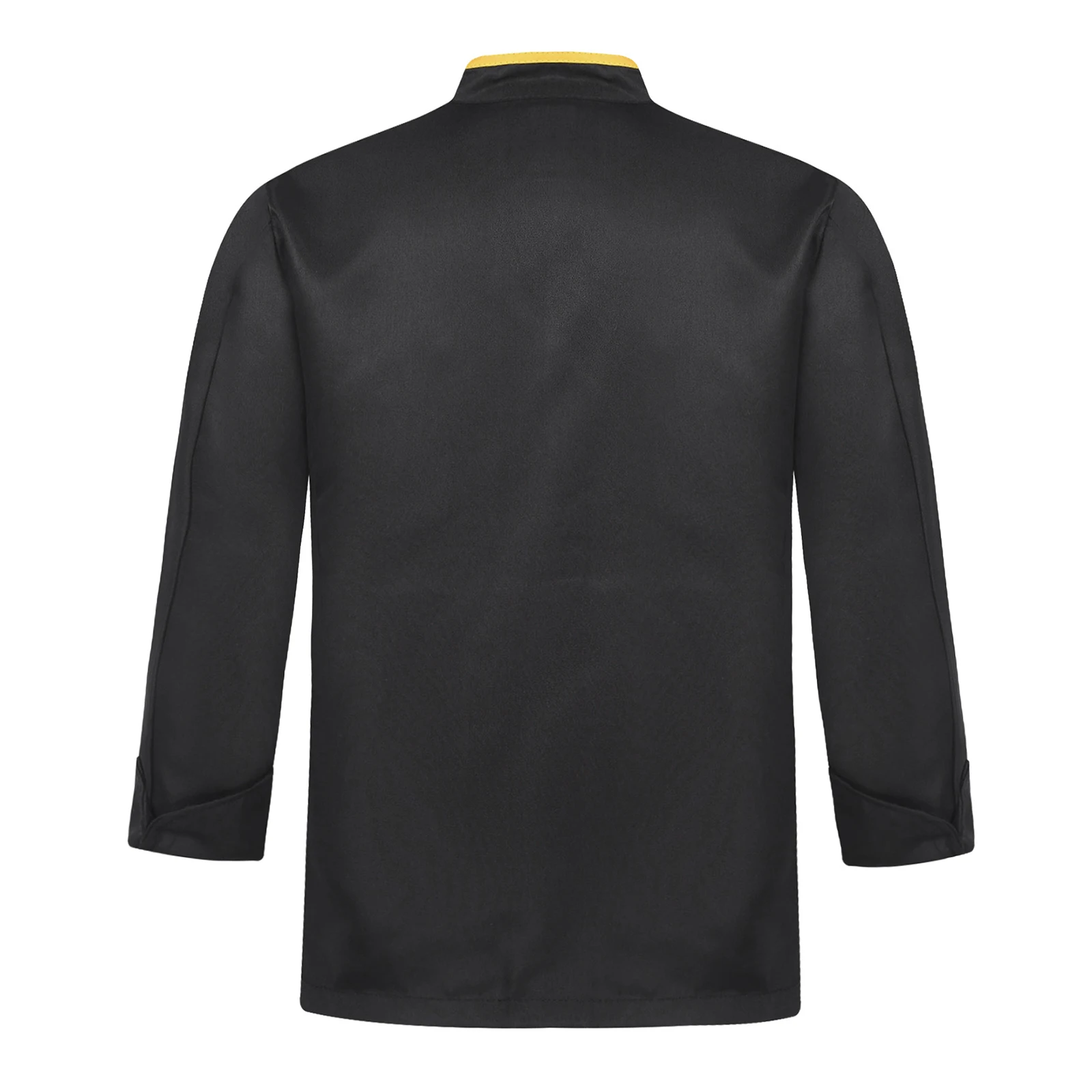 Giacca da cuoco da uomo con finiture a contrasto di colore da donna, colletto alla coreana Unisex, uniforme da cucina con tasche per cucinare al forno