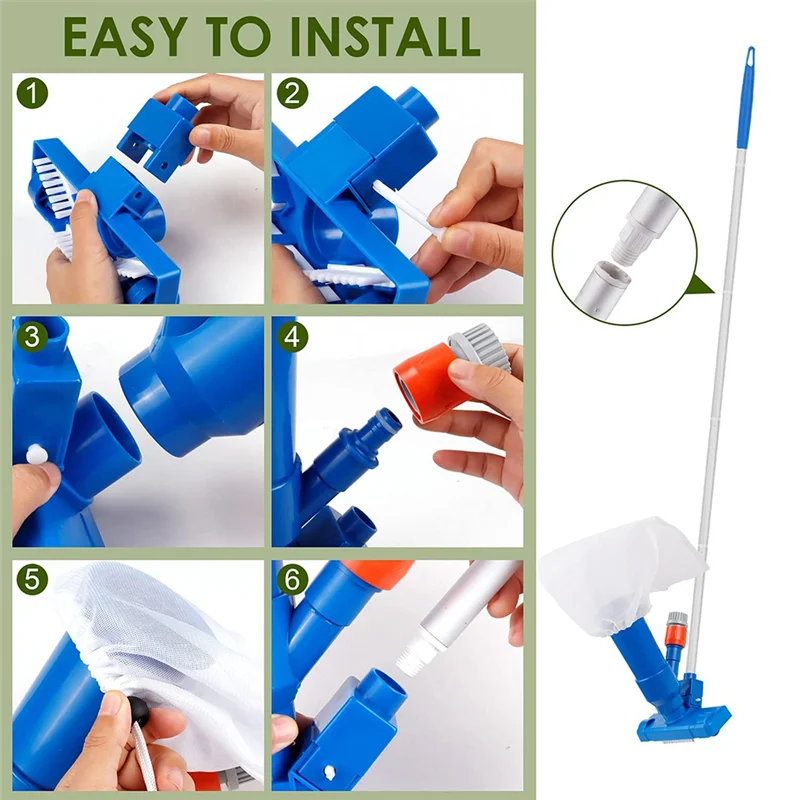 

ABDJ-Swimming Pool Vacuum Cleaner With 5 Section Pole Pond Cleaning Tool- Disinfection Functionality For Pools& Fountains