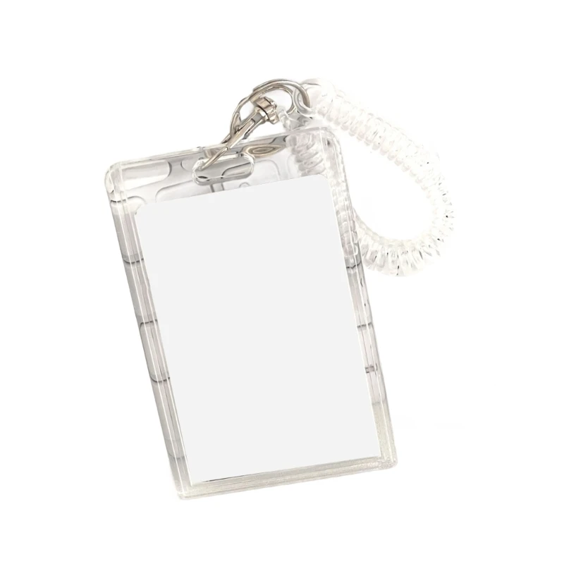  Acrylic Card Case With Spring Cord Water Resistant Card Protector For Student