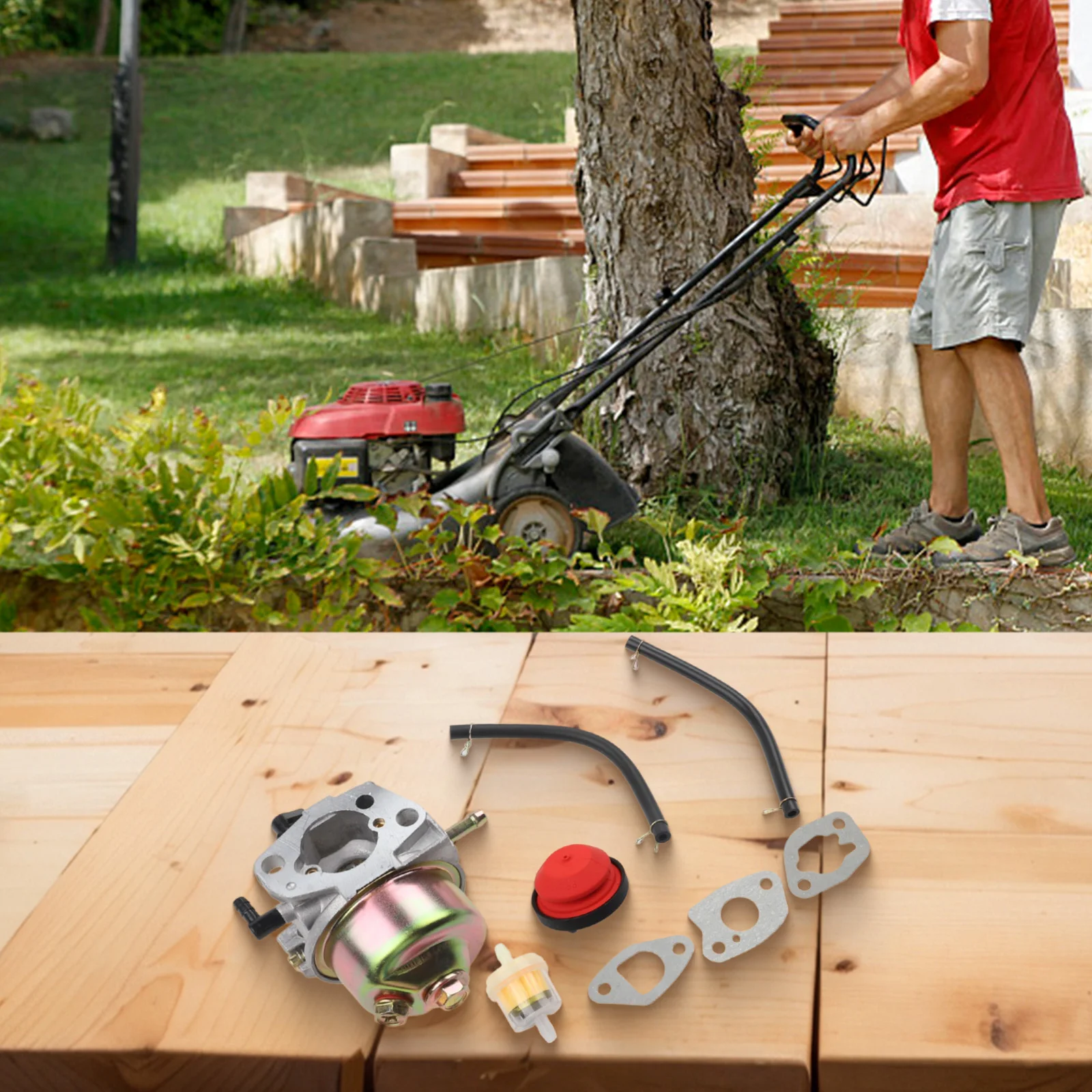 

Комплект карбюратора с улучшенной производительностью Комплект карбюратора, как показано на рисунке Замена газонокосилки Уход за газоном с улучшенной производительностью