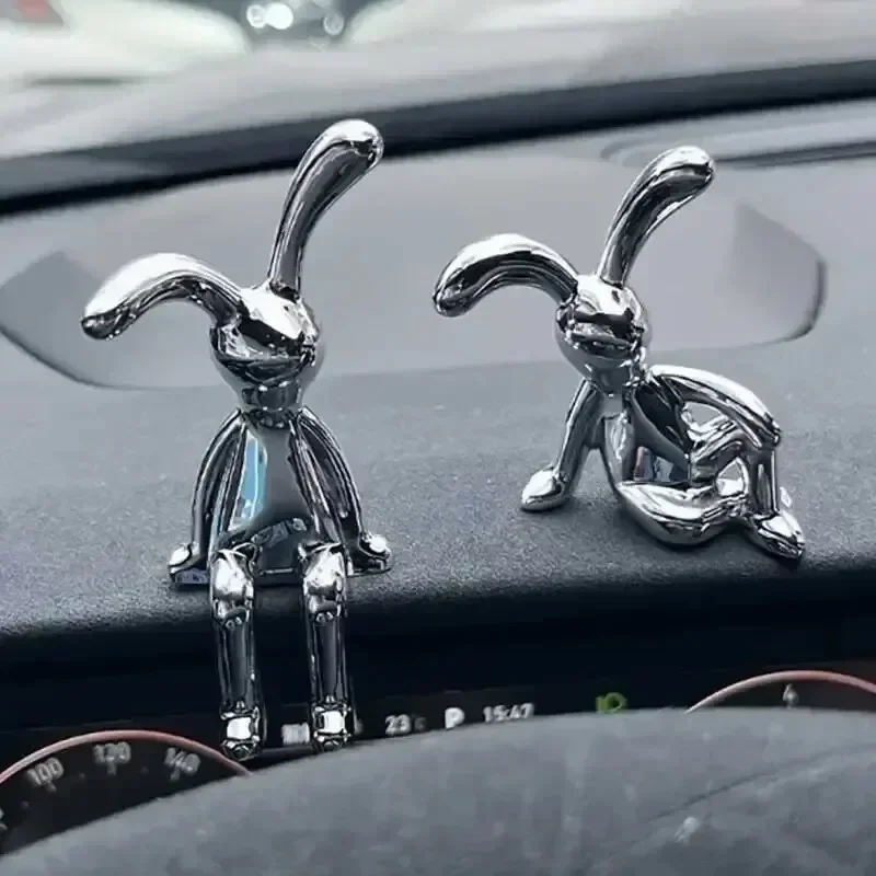 Interior Car  Decoration Cartoon Rabbit Center Console Decor Personality Room Dining Table Desk Home Office Miniature Figurines