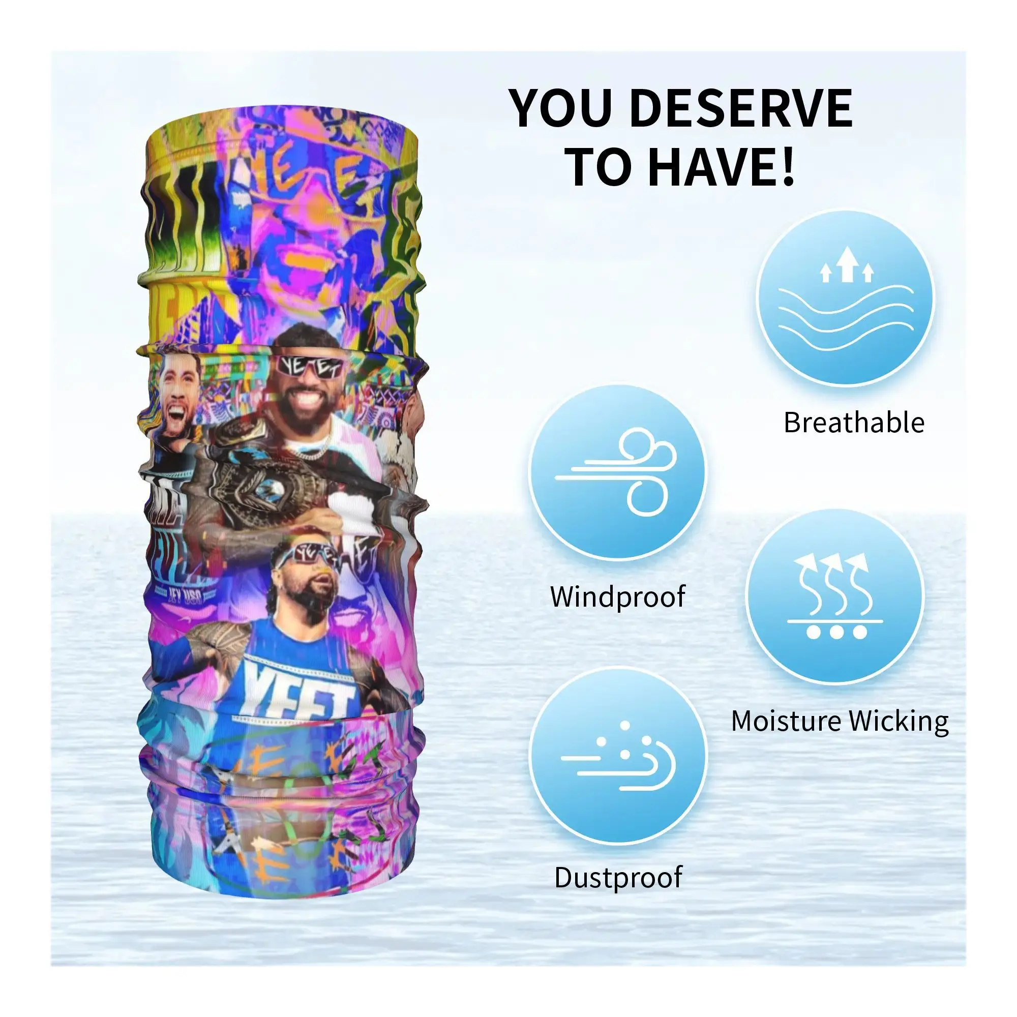 مخصص Yeet Jey Uso موضوع باندانا الرقبة أدفأ الرجال النساء الشتاء التزلج وشاح أنبوبي الجراب واقي الوجه