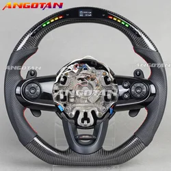 Car Steering Wheel Kit Leather Carbon Fiber Racing For Mini F54 F55 F56 F57 2014 2015 2016 2017 2018 2019 2020 (Without Button）