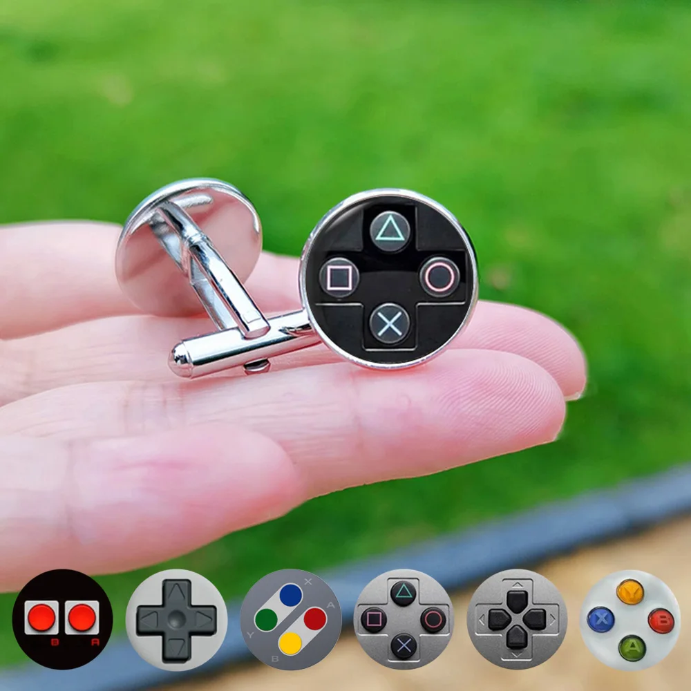 Game Console Controller Cufflinks for Men Punk Style Hip Hop Fashion Glass Gem Cuff Buttons Game Lovers Collection