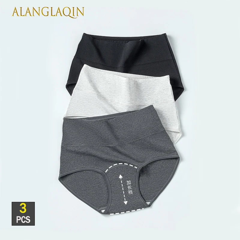 3Pcs/lot 10A Antibacterial Cotton Panties Women High Waist Underwear Extended Crotch Comfortable Plus Size Panty Sexy Briefs