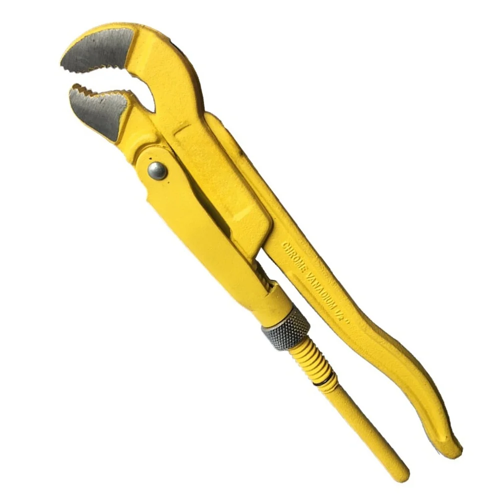 for Quick Release Pipe Wrench Featuring 45 Degree Bent S Handle for Improved in Tight Spaces During Plumbing Repairs