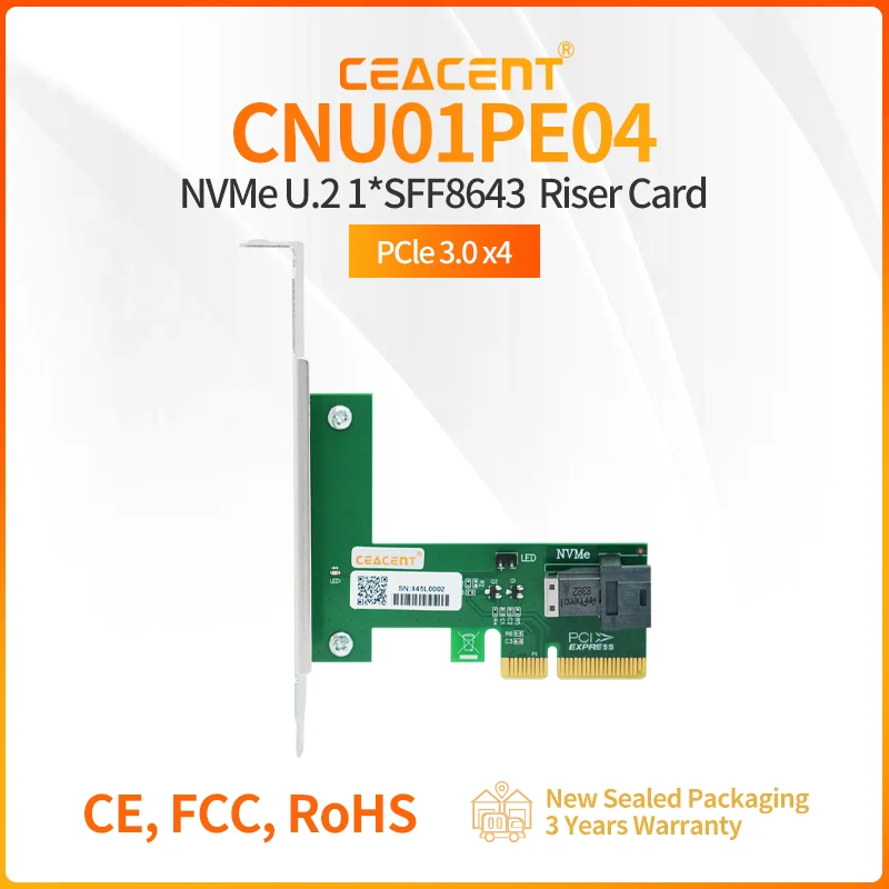 

CEACENT CNU01PE04 NVMe U.2 to PCle3.0x4 Hard Drive Riser Card SFF-8643 Interface Single Port