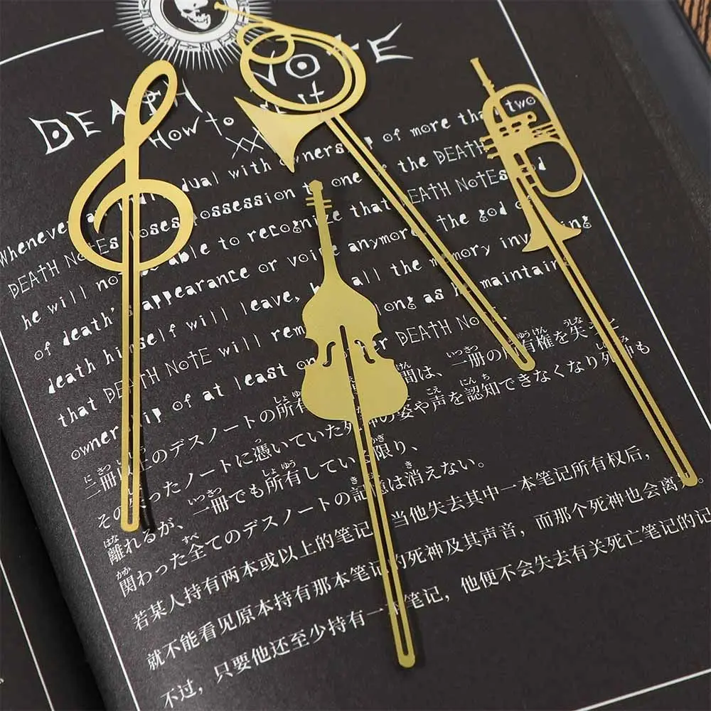 Cute Gold Book Mark Office Supplies Stationery Paper Clips Violin Book Markers Music Book Marker Musical Instruments Bookmark