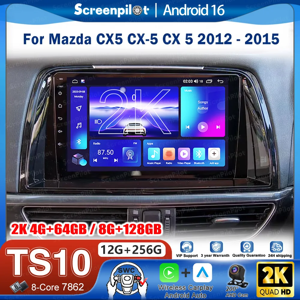 

Автомагнитола Android 16 для Mazda CX-5 2012-2015 с CarPlay, сенсорным экраном, Bluetooth, Wi-Fi, 8-ядерным процессором и GPS