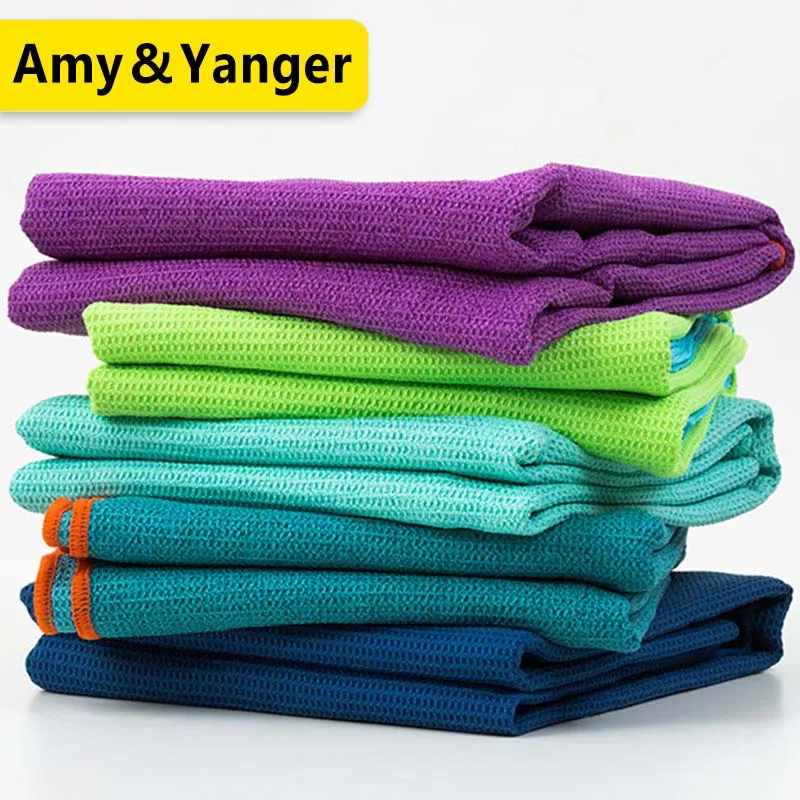 invisible anti-slip grips yoga mat towel, with a carry bag