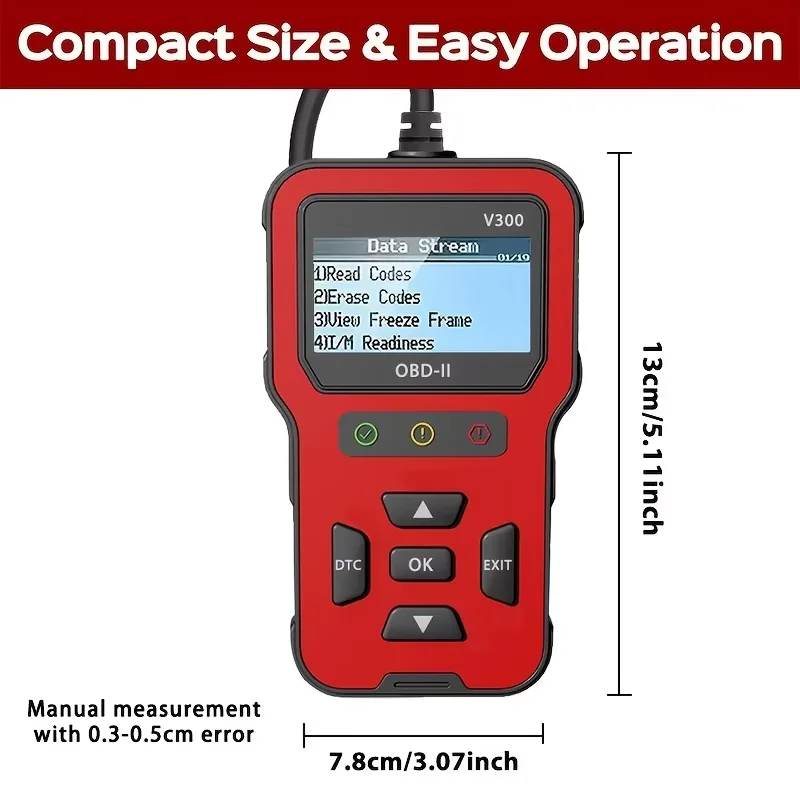 OBD2 Diagnostic Scanner Tool,Engine Fault Tester,Code Reader,Code Eraser,for All OBD II Protocol Cars Since 1996,Without Battery