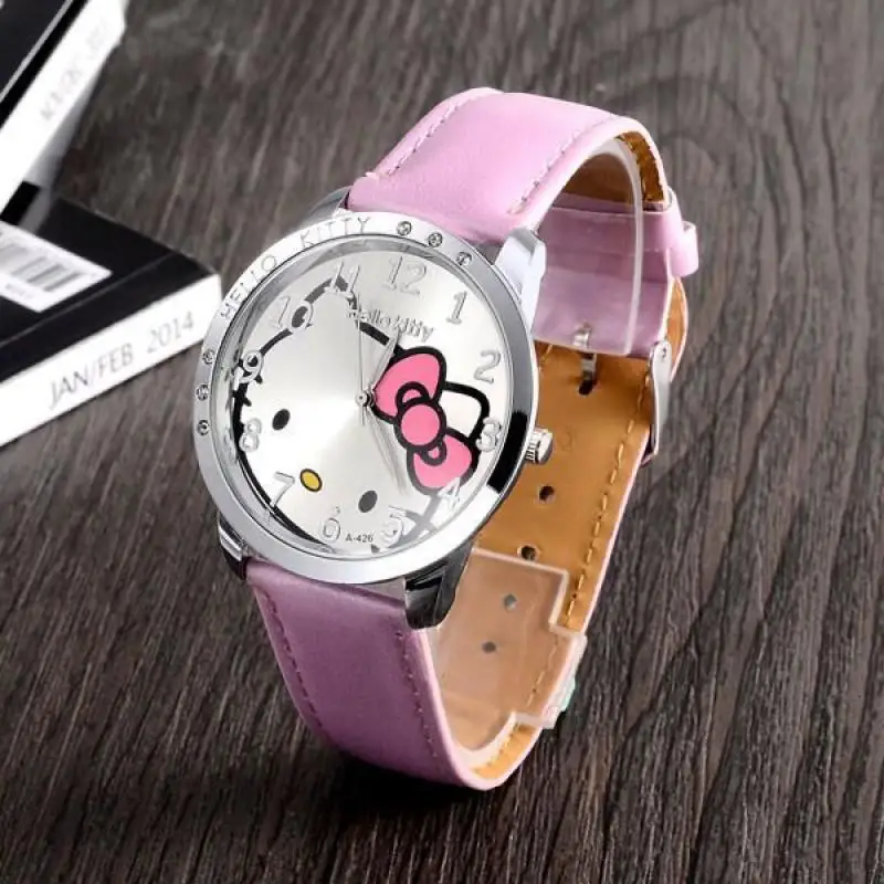 Anime Sanrio Hello Kitty Quartz Wristwatches Children Kawaii Girls Bracelets Watches Women Fashion Student Birthday Gifts