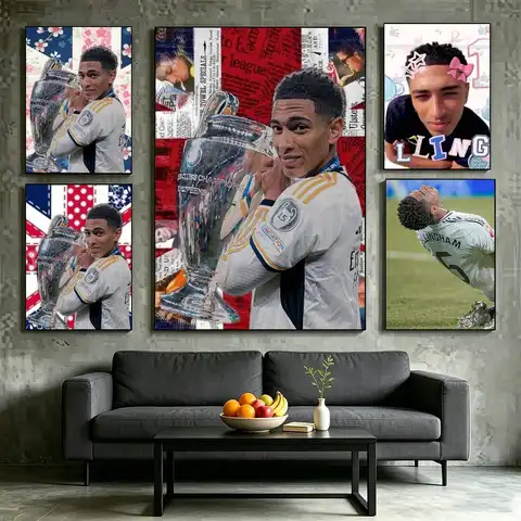 J-Jude Bellingham Football STAR Poster Waterproof Wall Art Sticker For Bar Living Room Vintage Decor High Quality Print Gift